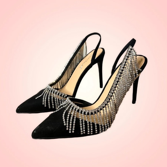 New Christine Quinn x Shoedazzle black crystal fringe heels (Sz 9) - Picture 3 of 10